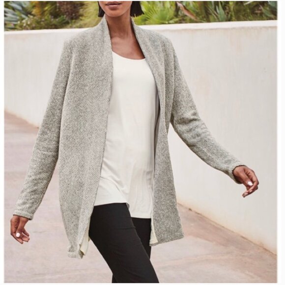 EILEEN FISHER Open Front Organic Cotton Kimono Cardigan in Ash - Picture 1 of 15